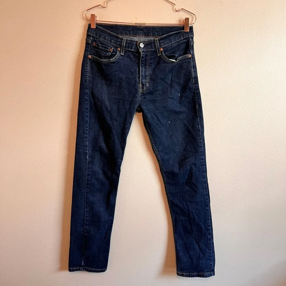 Levi's Jeans Men 32x32 Dark Wash 514 Straight Fit Denim Pants Indigo Stretch